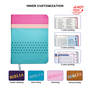 2000 PP bên trong trang Kinh Thánh Dịch vụ in Sách Màu Xanh tùy chỉnh bìa màu Kinh Thánh giấy mềm PU da Tây Ban Nha Tiếng Anh Kinh Thánh - Product Image 5