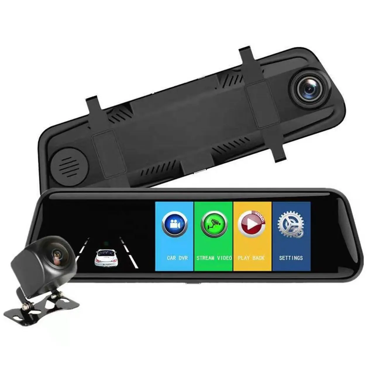 4K 9.66 Inch Car DVR Mirror Video Recorder 1080P Touch Screen Dashcam Dual Lens Streaming Driving Recorder Dash Camera