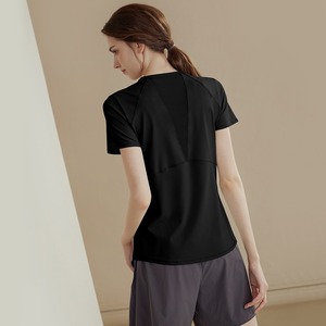 Women Mesh Panel <b>Raglan</b> Short Sleeve Yoga T Shirt Quick Dry Breathable Back Mesh Athletic <b>Top</b> Soft Stretch Running Workout Shirt - Product Image 5