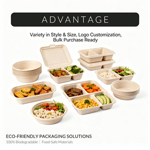 Ecologische maïszetmeel saladekom/pastakom met deksel, lekvrij, magnetronbestendig, op maat gemaakt voor de voedingsindustrie - Product Image 4