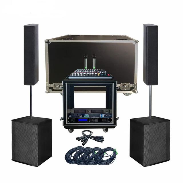 Professional Column Array Sound System 4*6.5" Passive Line Array and 12" Powered Subwoofer PA Speaker Set for Wedding and Church