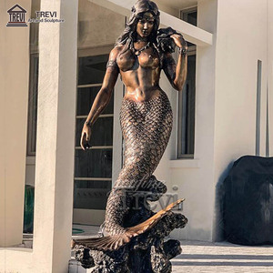 TREVI High Quality Casting Brass Life Size <strong>Bronze</strong> Mermaid <strong>Statue</strong> For Outdoor Garden Decor - Product Image 3