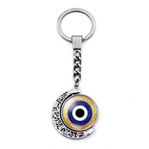 Porte-clés Œil du Diable rotatif à 360 degrés avec pendentif lune, porte-clés porte-bonheur Œil du Diable pour sac et voiture - Product Image 6