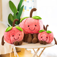 Aangepaste Kawaii Fruit Pluche Knuffel Zachte Gevulde Perzik Pluche Pop Schattig Lachende Kersen Speelgoed voor Verjaardagscadeau