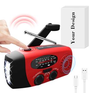 Radio solaire compacte tendance avec alarme SOS puissante, radio météo, batterie au lithium 18650, lampe torche LED, radio d'urgence pour le camping - Product Image 3