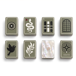 Nouvel ensemble de jeu de Mahjong portable 2026, design moderne, tuiles vertes, dos blanc, style campagnard, pour 4 joueurs - Product Image 1