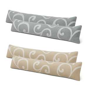 Paraspifferi 120 cm Lungo, Motivo Damascato, in Tessuto di Cotone Grigio, per Porte e Finestre - Product Image 1