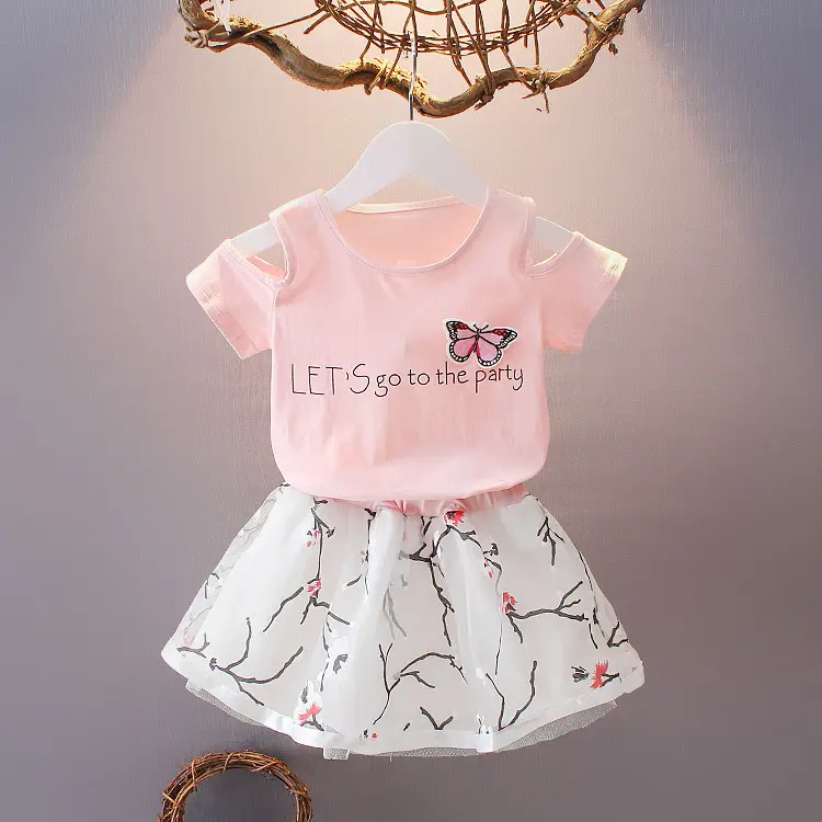 2021 बेबी लड़कियों के लिए ड्रेस गर्मियों प्यारा कार्टून बच्चे राजकुमारी जन्मदिन की पार्टी जाल कपड़े तितली बच्चा शिशु बच्चों के कपड़े