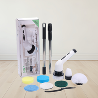 Brosse de nettoyage électrique rotative 9-en-1 réglable et détachable avec long manche sans fil pour voiture, toilettes, cuisine et maison