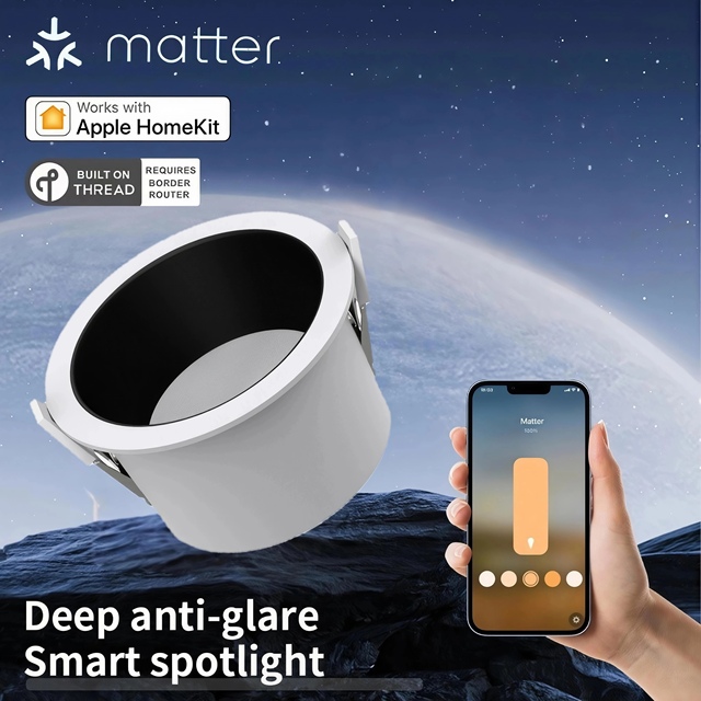 LED Smart Matter Over Thread Protocol Downlight Recessed Anti-glare Wireless Smart Downlight Apple HomeKit Smart