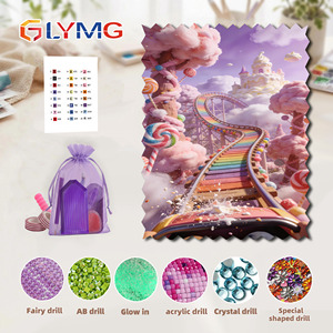 ชุดภาพวาดเพชร 5 มิติ แบบเต็มพื้นที่ ลายแคนดี้แลนด์ รถไฟเหาะสวรรค์แสนหวาน ของตกแต่งผนังบ้าน ของขวัญสำหรับผู้ใหญ่และเด็ก - Product Image 1