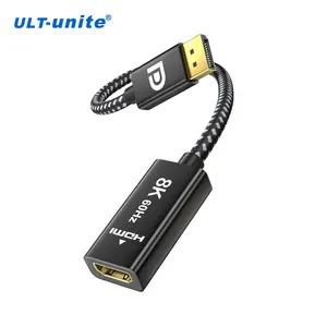 ULT-unite 0.22m 8K30HZ,4K120HZ suporte HDR DP 1.4 TO hdmi 2.1 cabo para computador, placa gráfica high-end, monitor