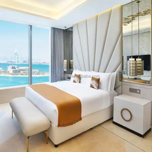 Factory Wholesale Wood Hotel Bedroom Sets <b>Panel</b> <b>Headboard</b> Modern Commercial Style Hotel Project Furniture for Hotel Bed Room - Product Image 5