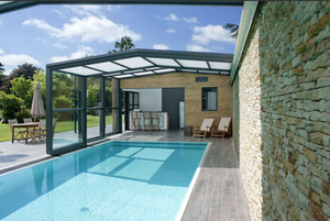 Настраиваемый наружный автоматический телескопический солярий с электрическим моторизованным выдвижным стеклянным покрытием для крыши для вилл, отелей, парков - Product Image 3