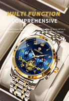 Jam Tangan Pria Mewah BINBOND Quartz Tahan Air Analog Sport Charm Jarum Bercahaya Baja Tahan Karat Bisnis Fashion