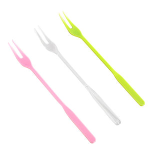 Uzun saplı Modern tek kullanımlık şeffaf pembe ve yeşil plastik çatallar parti meyve servisi için bireysel sargı - Product Image 6