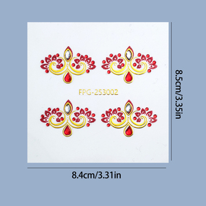 Autocollants en <span class=keywords><strong>strass</strong></span> vintage rouge or, autocollants décoratifs sans colle pour le <span class=keywords><strong>visage</strong></span>, cristaux pour festival de musique, fête, maquillage de scène - Product Image 4