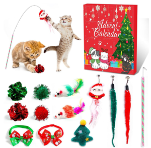 Personalizzato per animali domestici calendario dell'avvento natale scatola cieca giocattolo interattivo per gatti regalo gatto piuma Teaser e palla campana giocattoli - Product Image 1