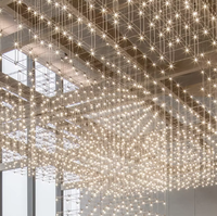 Insolite Moderne Grand LED Carré Étoile Lustre Intérieur Pendentif Éclairage pour Hôtel Hall Plafond De Taille Moyenne Suspendu En Gros