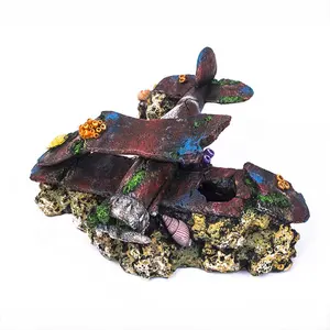 Custom Fish Tank Decor Crafts Ornament Medium Resin Crushed Plane Aquarium Decoration