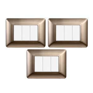 Interruptor de Pared Gloca de 3 Vías, Plástico, Bronce y Acero, Resistente para Uso Doméstico - Product Image 1