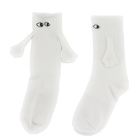 Chaussettes fantaisie brodées personnalisées en gros, chaussettes amusantes à aimants pour les pieds, chaussettes unisexes amusantes pour se tenir par la main