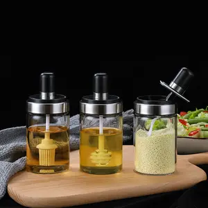 Condimento di vetro/Spice/Sale/Vasetto di Olio/Contenitore/Bottiglia Set con PP Coperchio e Cucchiaio Da Portata per la Cucina di Casa