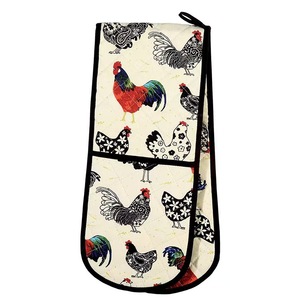 Gants de four en coton biologique imprimé avec maniques en silicone à double couche résistantes à la chaleur pour barbecue et utilisation comme tablier - Product Image 5