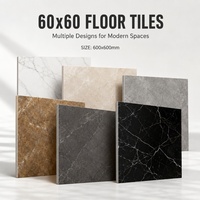 Carreaux de sol 60x60 en porcelaine émaillée, aspect marbre moderne de luxe, antidérapants, pour salle de bain et salle à manger