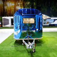 Châssis de remorque alimentaire multifonctionnel léger en acier inoxydable bleu saphir, homologué pour la route, grande capacité, pour camping-car commercial