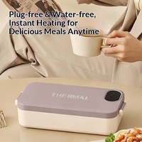 Boîte à lunch chauffante électrique portable, sans fil, rechargeable, chauffe-aliments sans cordon, en acier inoxydable 304, étanche, pour le bureau