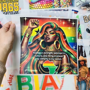 Étiquettes de transfert thermique DTF personnalisées de haute qualité sur le thème de l'<span class=keywords><strong>histoire</strong></span> des Noirs, prêtes à être pressées, pour vêtements - Product Image 4