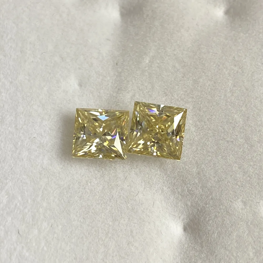 공장 직접 판매 공주 컷 2 캐럿 7x7 미리메터 moissanite 노란색 가격