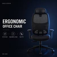 Chaise de bureau ergonomique en maille avec appui-tête réglable, dossier haut, pivotante, design moderne, pour hôtel, en stock