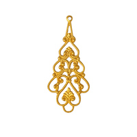 Pendentif élégant vintage en laiton, plaque filigrane en forme de goutte d'eau, 41x17.8mm, breloque ajourée pour la fabrication de bijoux