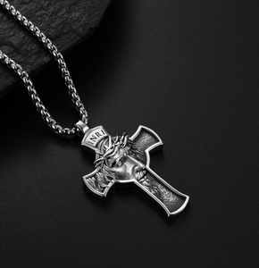 Top Qualidade Mens Aço Inoxidável Jesus Cristo Face Crucifixo Cruz Pingente Colar 2024 - Product Image 3