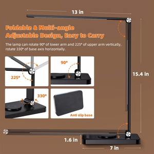 Lámpara de Escritorio LED Plegable con Carga USB, Control Táctil, Regulable, Protección Ocular, para Lectura, Estudio, Oficina, Dormitorio, Mesita de Noche - Product Image 6