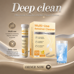 Comprimé nettoyant jetable pour prothèses dentaires, soin quotidien, marque privée OEM, solution tout-en-un - Product Image 1