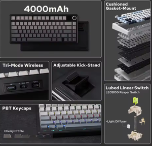 aula F75 75Keys Mechanical Keyboard <b>PC</b> Gaming Full Size desktop Laptop 75%Layout Gasket-mount Hot-Swap Tri-Mode RGB Backlit - Product Image 4