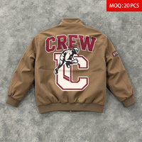 Blouson Bomber Professionnel à Col Montant 490g 100% Polyester Entièrement Zippé Impression DTF Logo Personnalisé Coupe-Vent pour Vente en Gros aux Entreprises
