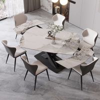 Table à manger multifonctionnelle de style italien, légère et luxueuse, en quartz, avec cadre métallique, extensible, rectangulaire, pour espaces compacts, usage domestique