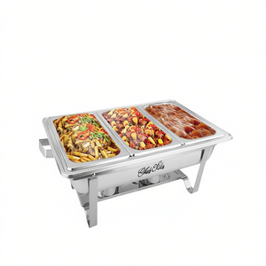 Plat de service triple en acier inoxydable Chic Kus 3L pour buffet et réceptions - Product Image 1