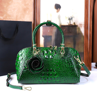 Tas Selempang Wanita Mewah Bertekstur Kulit Buaya Vintage, Model Bantal, Dilengkapi Resleting