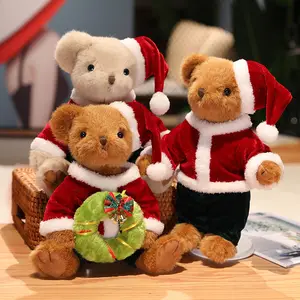 32cm 도매 크리스마스 곰 합동 움직일 수 있는 귀여운 곰 견면 벨벳 장난감 크리스마스 선물