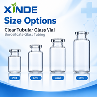 Flacon en verre tubulaire transparent XINDE, flacons d'injection transparents en verre borosilicate avec bouchon en caoutchouc