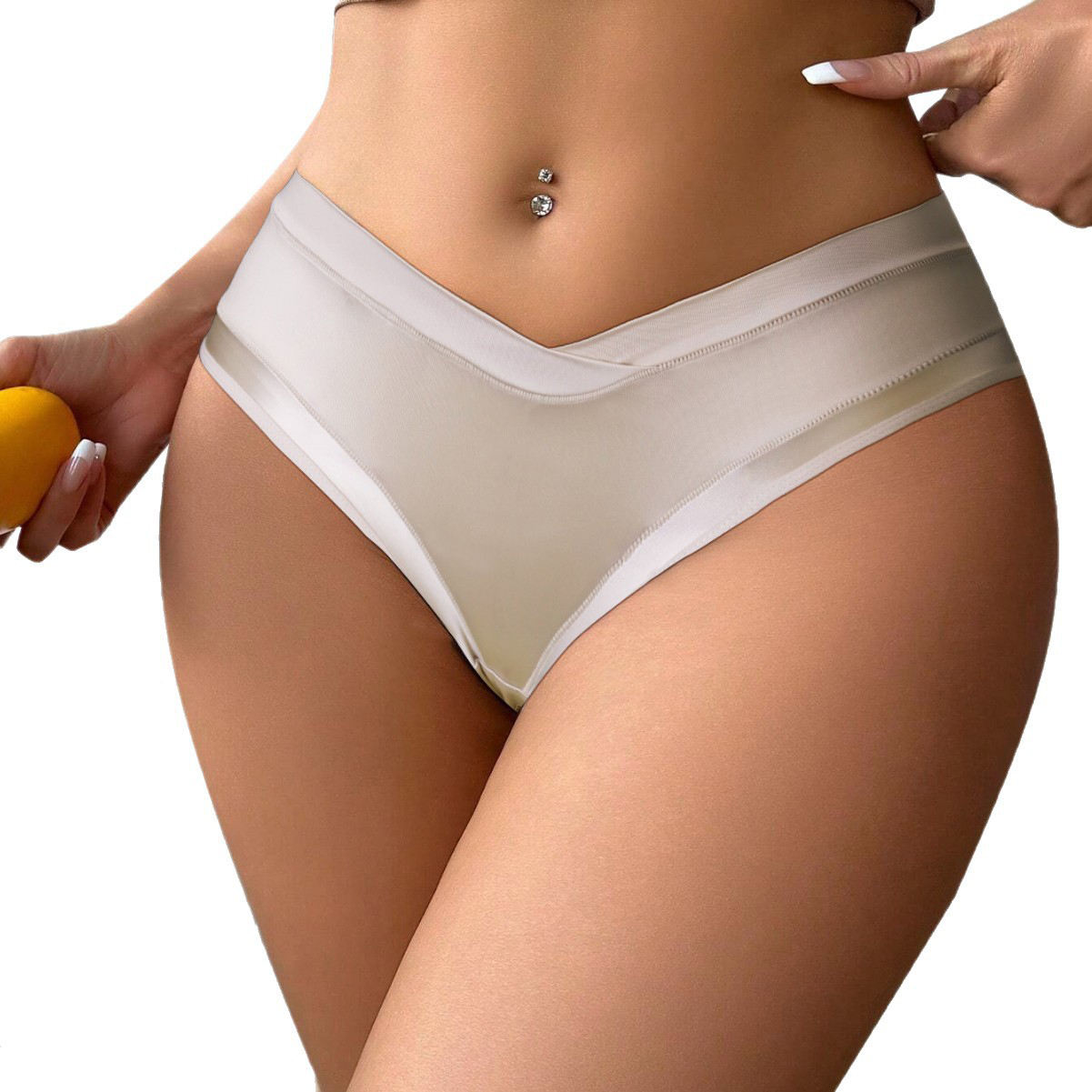 Women's Comfortable Breathable Seamless Briefs High Elastic Mid-Waist Thin Soft Pure Plain Dyed Waist Everyday Solid Exclusively