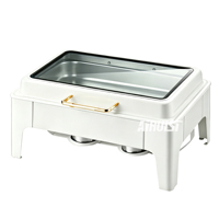 Matériel de restauration : Réchauds de buffet blancs et dorés, ensemble de réchauds de buffet hydrauliques en acier inoxydable pour traiteur