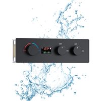 Mitigeur de douche noir mat à affichage de la température à 2 fonctions, inverseur de douche à bouton-poussoir à 2 voies avec contrôle du volume indépendant