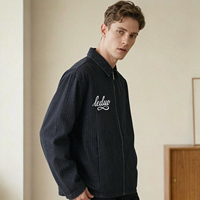 Veste LEDUO à fermeture éclair, col rabattu, vintage, broderie de logo personnalisée, vestes pour hommes, manteaux décontractés amples