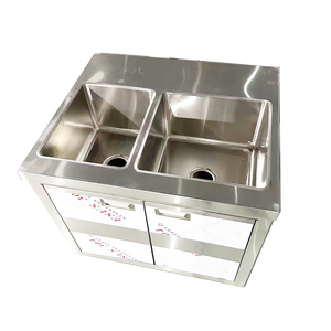 VICTORY KITCHEN Évier à double cuvette en acier inoxydable personnalisé avec égouttoir Ensemble complet autoportant Éviers de laboratoire en métal - Product Image 1